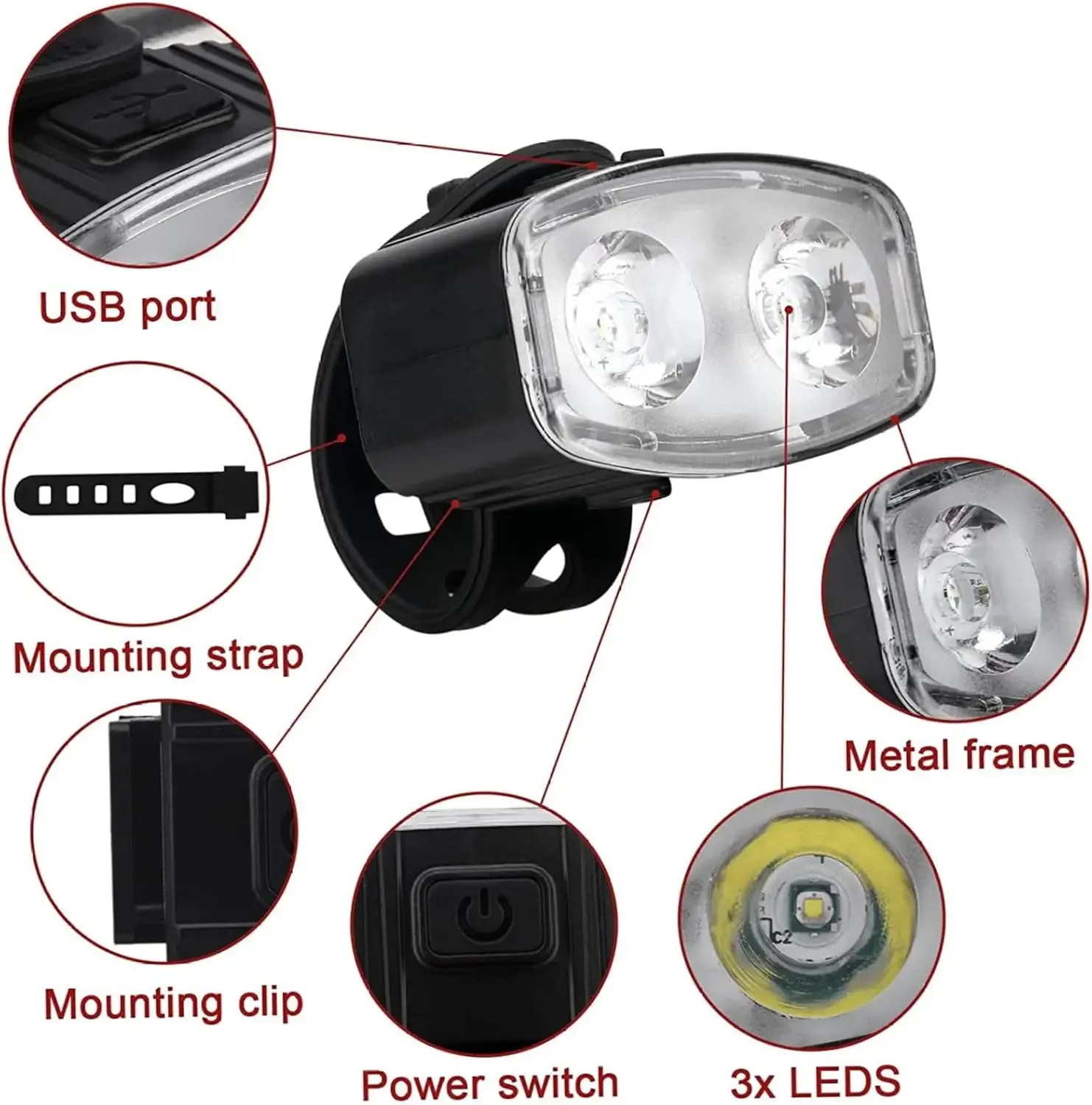 Impermeável bicicleta frontal  - Bike Light Front Rear avaliação e preço